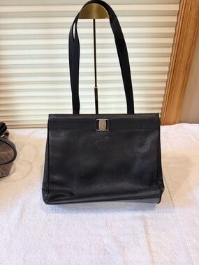 Vintage Salvatore Ferragamo Black Vara Lizard Shoulder Bag